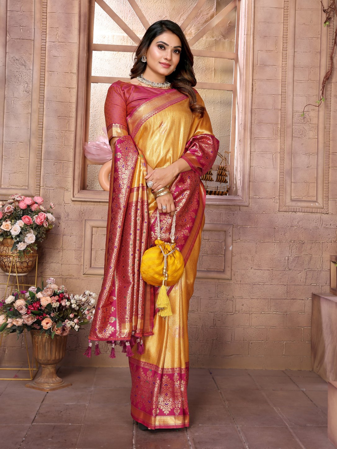 POOJA COUTURE SWARAGNI Pure Banarasi Tissue Silk Saree - Detail View