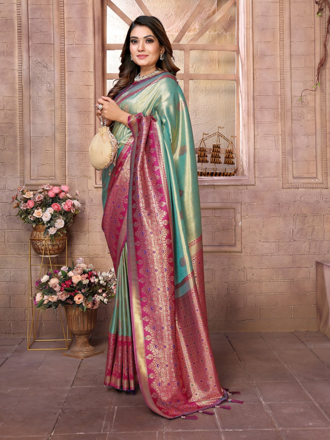 POOJA COUTURE SWARAGNI Pure Banarasi Tissue Silk Saree - Detail View