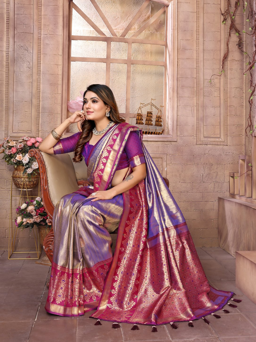 POOJA COUTURE SWARAGNI Pure Banarasi Tissue Silk Saree - Detail View