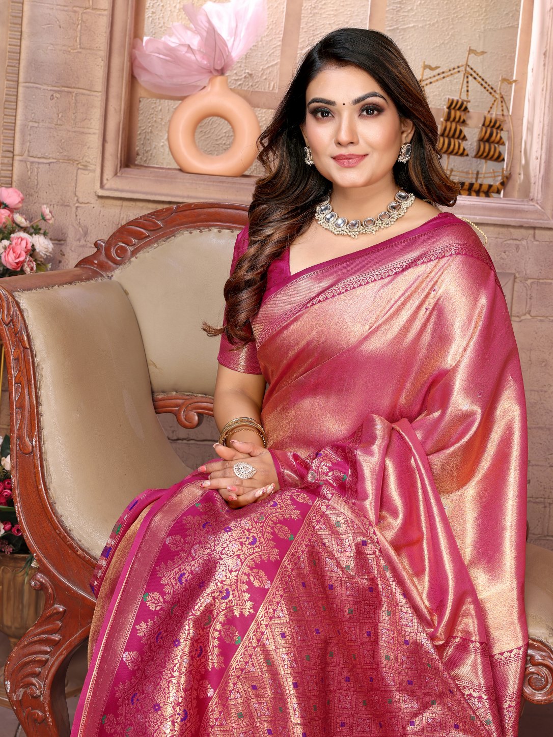 POOJA COUTURE SWARAGNI Pure Banarasi Tissue Silk Saree - Detail View