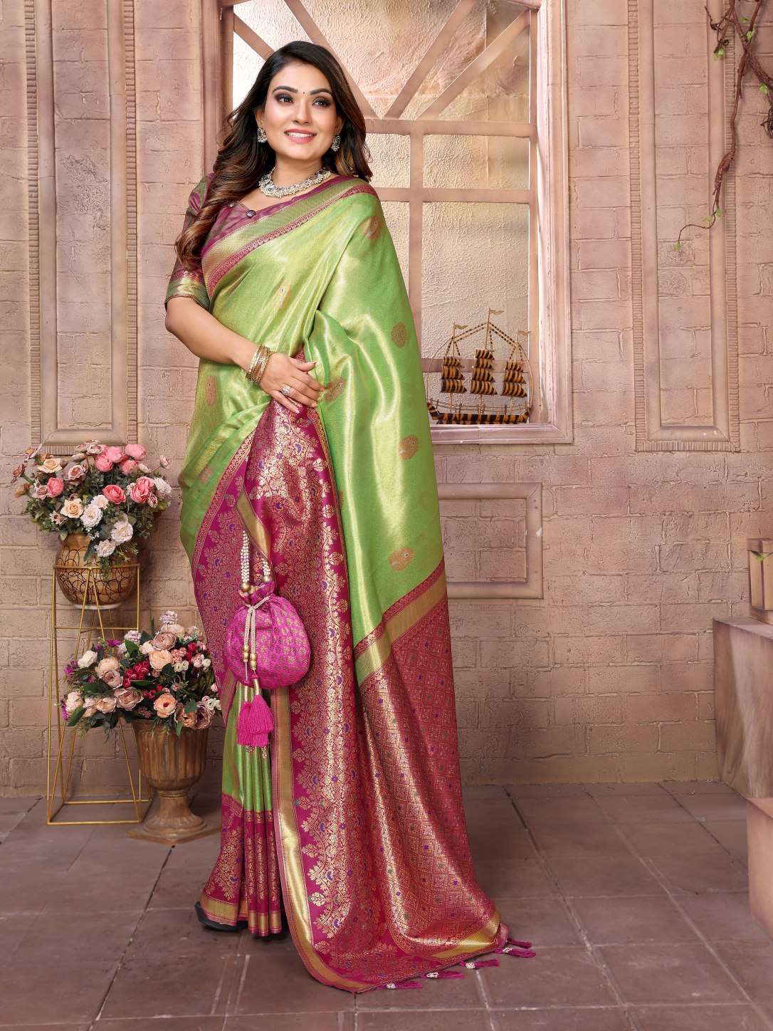 POOJA COUTURE SWARAGNI Pure Banarasi Tissue Silk Saree - Detail View