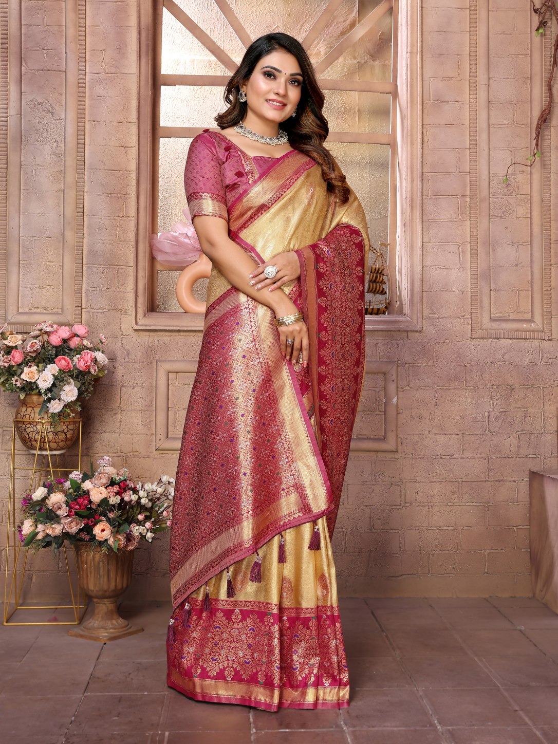 POOJA COUTURE SWARAGNI Pure Banarasi Tissue Silk Saree - Detail View