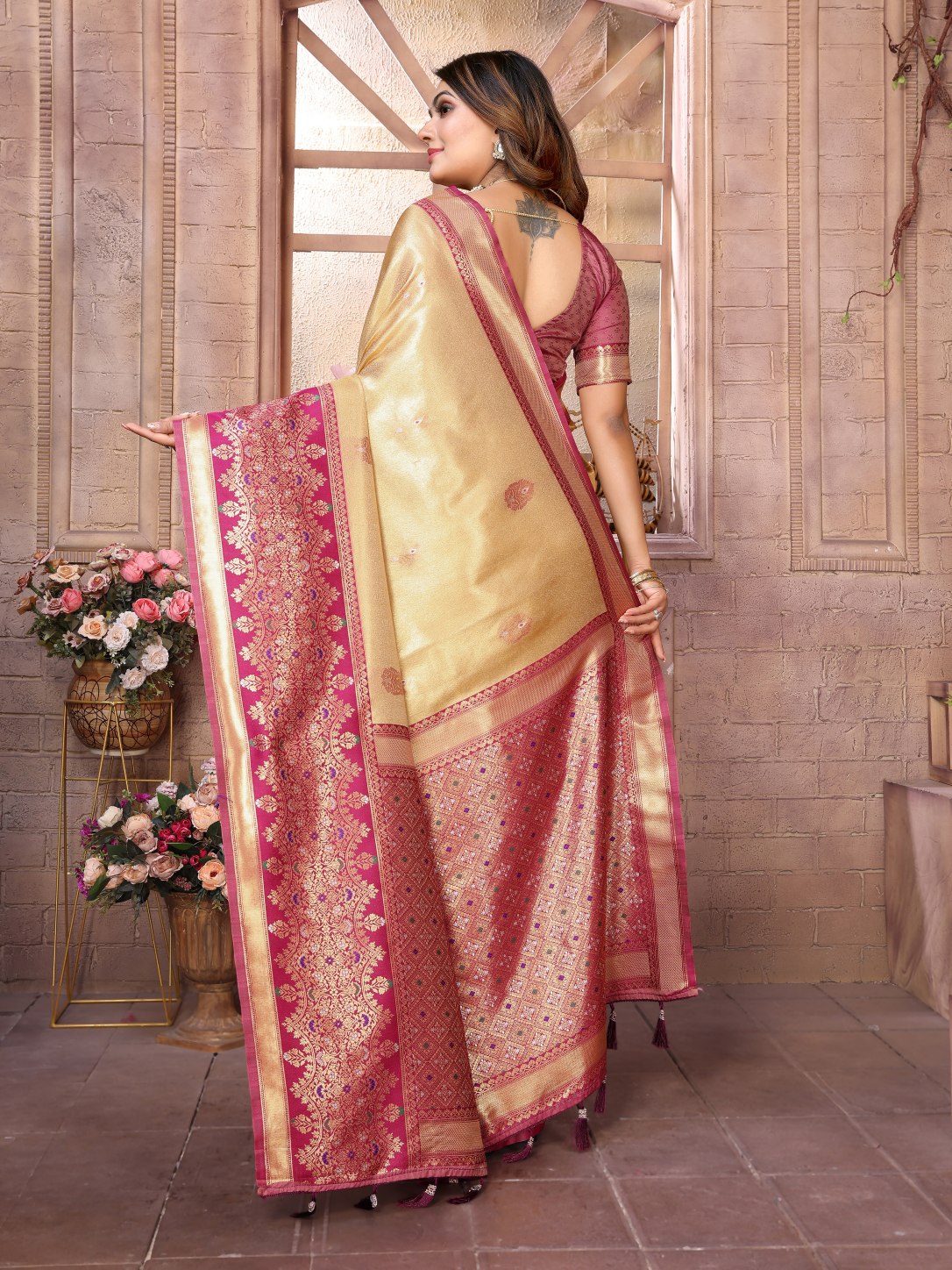 POOJA COUTURE SWARAGNI Pure Banarasi Tissue Silk Saree - Detail View
